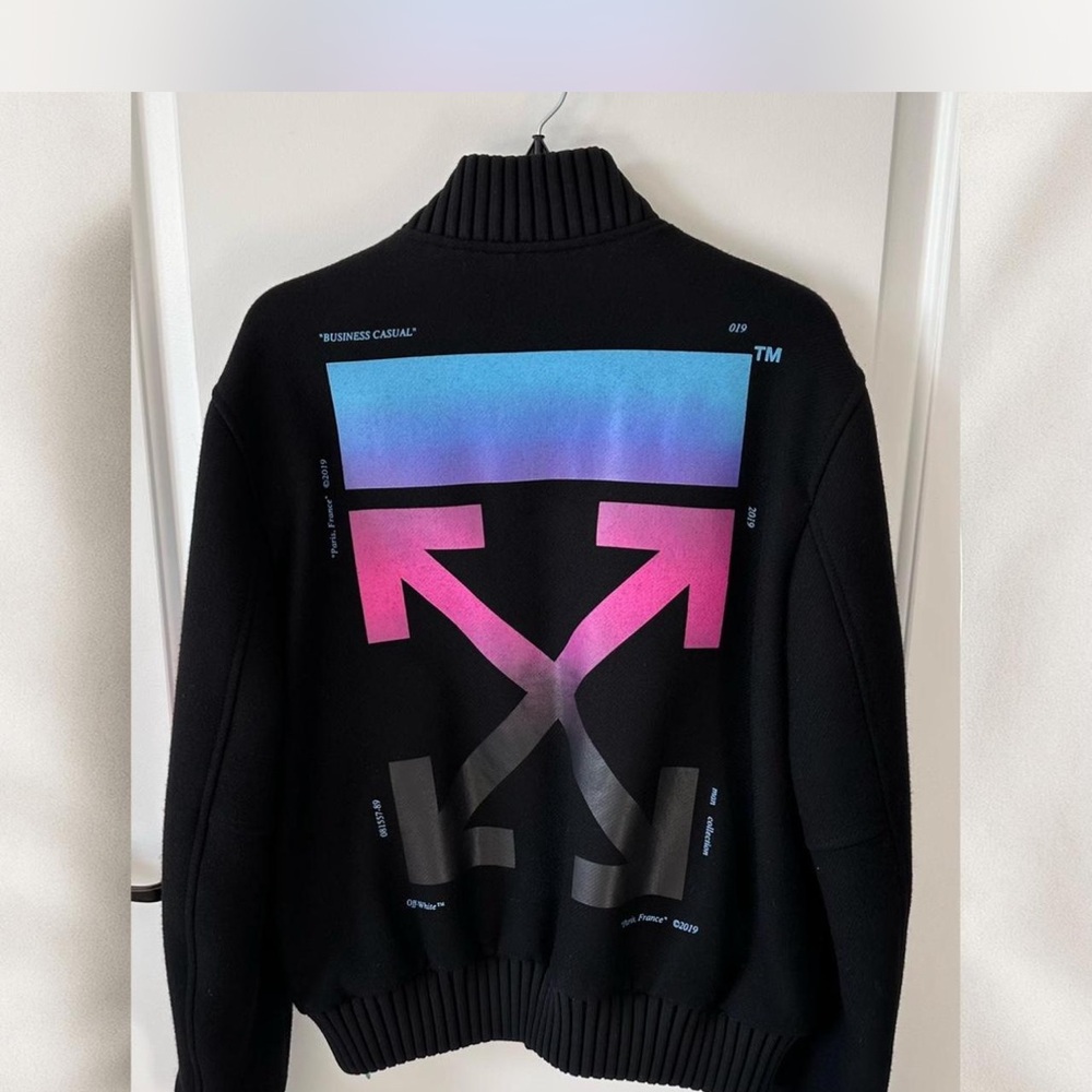 Off-White black and purple WOOL bomber jacket Size L